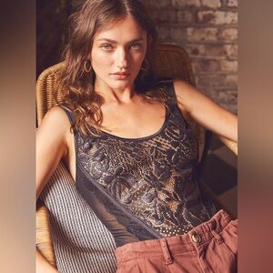 Free People Black Lace Body Suit